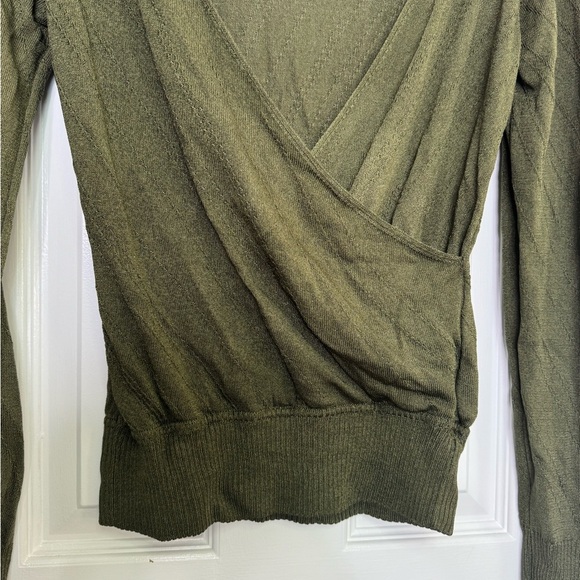 Bebe Olive Green Wrap Sweater - Picture 4 of 9